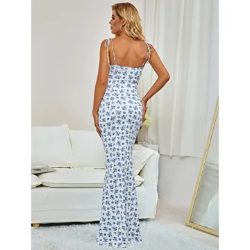 KUTUMAI Women's Floral Bodycon Maxi Dress Summer Boho