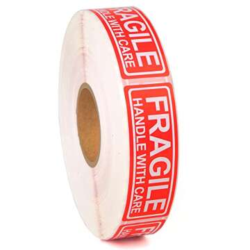 Fragile - 1"x3" Handle with Care Shipping Stickers, 1000 Labels Per Roll