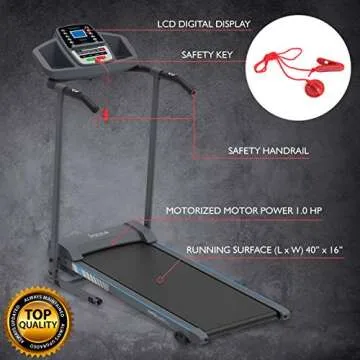 SereneLife - Electric Folding Treadmill Exercise Machine - Smart Compact Digital Workout Fitness Tra...