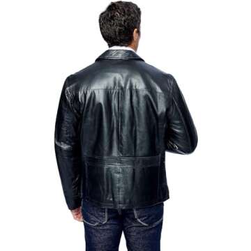 Excelled Leather Men's New Zealand Lambskin Leather Classic Open Bottom Jacket