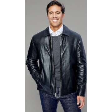 Excelled Leather Men's New Zealand Lambskin Leather Classic Open Bottom Jacket