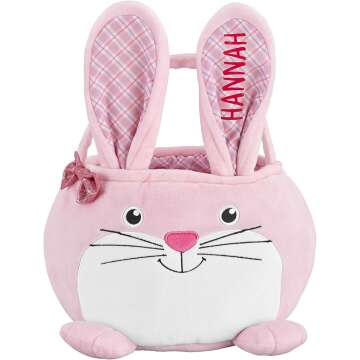Personalized Pink Bunny Easter Basket for Kids