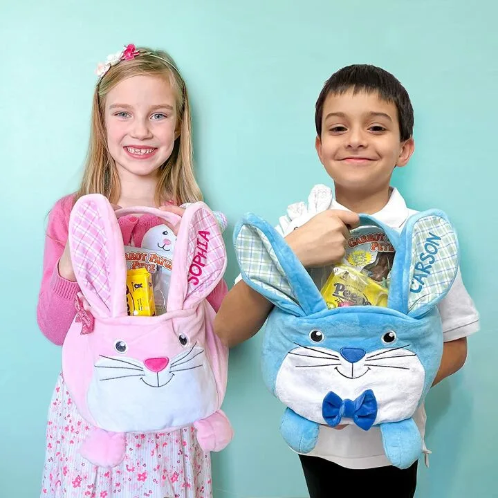 Personalized Pink Bunny Easter Basket for Kids