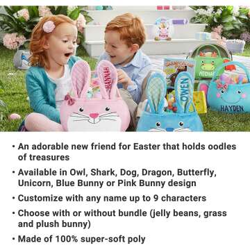 Personalized Pink Bunny Easter Basket for Kids