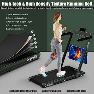 Goplus 2 in 1 Folding Treadmill, 2.25HP Superfit Under Desk Electric Treadmill, Installation-Free with Remote Control, APP Control and LED Display, Walking Jogging for Home Office