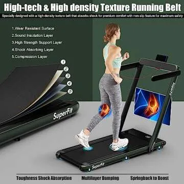 Goplus 2 in 1 Folding Treadmill, 2.25HP Superfit Under Desk Electric Treadmill, Installation-Free with Remote Control, APP Control and LED Display, Walking Jogging for Home Office