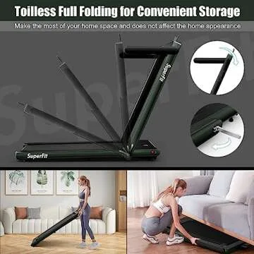 Goplus 2 in 1 Folding Treadmill, 2.25HP Superfit Under Desk Electric Treadmill, Installation-Free with Remote Control, APP Control and LED Display, Walking Jogging for Home Office