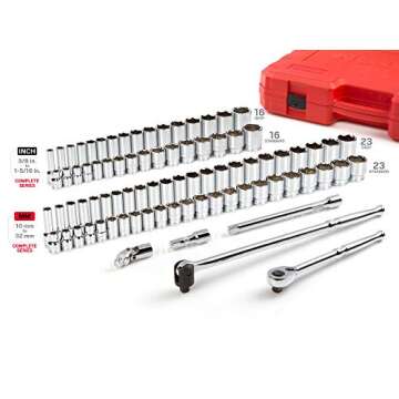 TEKTON 1/2 Inch Drive 6-Point Socket and Ratchet Set, 83-Piece (3/8 - 1-5/16 in., 10-32 mm) | SKT25302