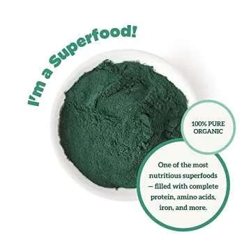 Organic Spirulina Powder (16 Ounce): Naturally Vegan, Supplies Folate, Vitamin B12, Iron, Omega Fatty Acids, GLA, Beta Carotene, Chlorophyll, Amino Acids