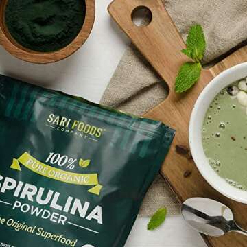 Organic Spirulina Powder (16 Ounce): Naturally Vegan, Supplies Folate, Vitamin B12, Iron, Omega Fatty Acids, GLA, Beta Carotene, Chlorophyll, Amino Acids