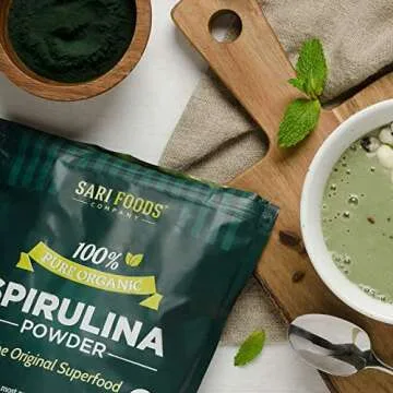 Organic Spirulina Powder (16 Ounce): Naturally Vegan, Supplies Folate, Vitamin B12, Iron, Omega Fatty Acids, GLA, Beta Carotene, Chlorophyll, Amino Acids