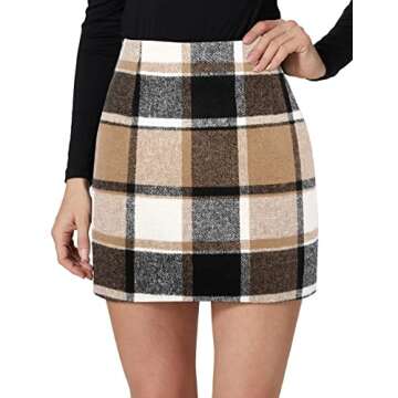 Kinghua Fall Dresses for Women 2024 Sweater Dress Winter Outfits Clothes Tartan Tweed Flannel Corduroy Wool Plaid Dress Mini Skirt (Brown New, M)