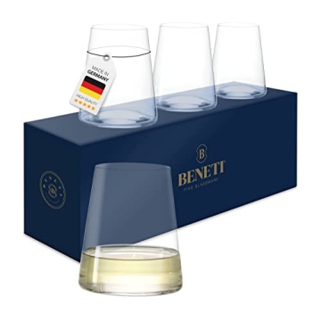 Premium BENETI Stemless Wine Glasses Set of 4