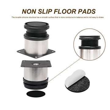 BQLZR Adjustable Stainless Steel Furniture Legs Pack of 4