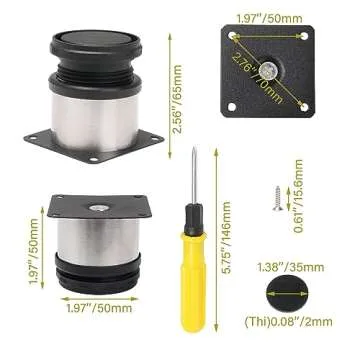 BQLZR Adjustable Stainless Steel Furniture Legs Pack of 4