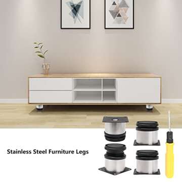 BQLZR Adjustable Stainless Steel Furniture Legs Pack of 4