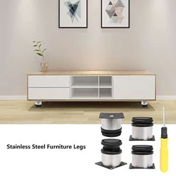 BQLZR Adjustable Stainless Steel Furniture Legs Pack of 4