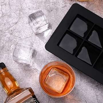 Ticent Ice Cube Trays (Set of 2), Silicone Sphere Whiskey Ice Ball Maker with Lids & Large Square Ic...