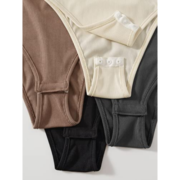 Milumia Women's 4 Piece Bodysuit Ribbed Sleeveless Crewneck Solid Basic Bodysuits Grey Black Brown Beige Small
