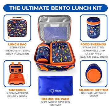 Bento Box with Thermal, Stainless Steel Food Jar for Hot-Cold Food or Soup, Insulated Lunch Bag and ...
