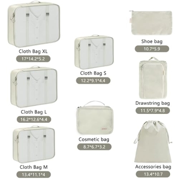 Travel Made Easy with 8 Set Packing Cubes for Suitcases