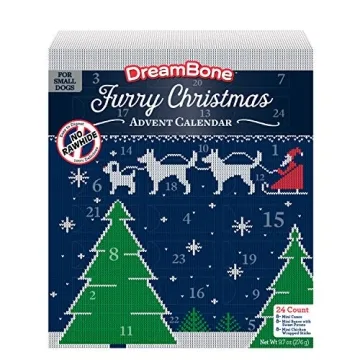 DreamBone Holiday Advent Calendar - Rawhide-Free Dog Treats for Dogs - 24 Count