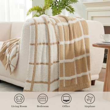 Soft Faux Fur Checkered Throw Blanket, 50x60