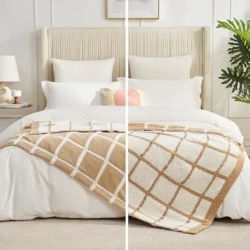 Soft Faux Fur Checkered Throw Blanket, 50x60