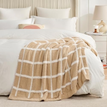 Soft Faux Fur Checkered Throw Blanket, 50x60