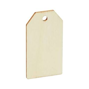 Juvale 60 Pack Unfinished Wood Gift Tags for Crafts, Wooden Rectangles with Holes for Stockings (1 x 2 In)