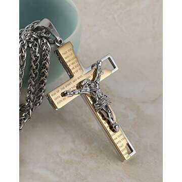 Stylish HZMAN Men's Stainless Steel Cross Necklace
