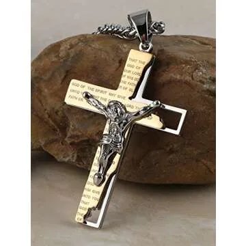 Stylish HZMAN Men's Stainless Steel Cross Necklace