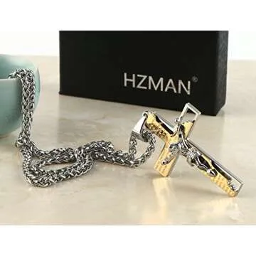 Stylish HZMAN Men's Stainless Steel Cross Necklace