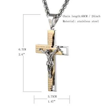 Stylish HZMAN Men's Stainless Steel Cross Necklace