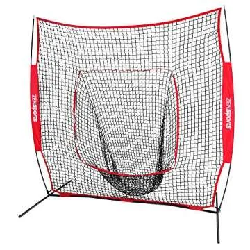 ZENY 7'×7' Baseball Softball Practice Net Hitting Batting Catching Pitching Training Net w/Carry Bag & Metal Bow Frame, Baseball Training Equipment