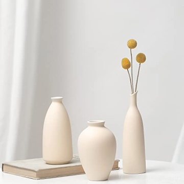 Ceramic Vases Set of 3 for Modern Farmhouse Decor