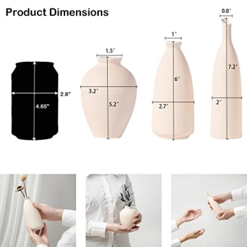 Ceramic Vases Set of 3 for Modern Farmhouse Decor