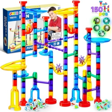 JOYIN Glowing Marble Run Set - 150Pcs STEM Toy for Kids