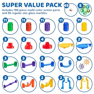 JOYIN Glowing Marble Run Set - 150Pcs STEM Toy for Kids