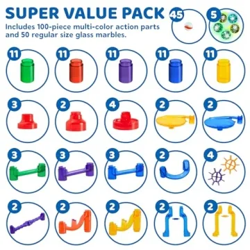 JOYIN Glowing Marble Run Set - 150Pcs STEM Toy for Kids