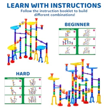 JOYIN Glowing Marble Run Set - 150Pcs STEM Toy for Kids