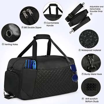 Versatile 40L Waterproof Gym Bag with Shoe Compartment