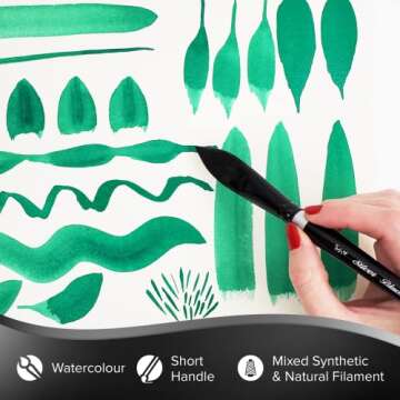 Silver Brush Limited 3009S-3/4 Black Velvet Oval Wash Paintbrush for Watercolor, Gouache, Inks, & Dyes, Size 3/4 Inch, Short Handle