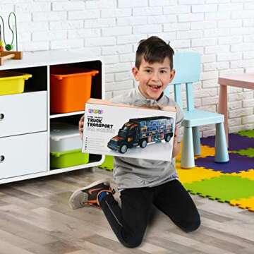 Play22 Semi Truck Toys for Boys Ages 3-5 - 17 in 1 Kids Toys Truck Transport Car Carrier with 6 Cars...