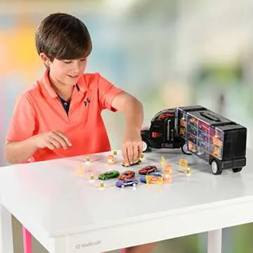 Play22 Semi Truck Toys for Boys Ages 3-5 - 17 in 1 Kids Toys Truck Transport Car Carrier with 6 Cars, 11 Accessories, Birthday Gifts Toys for 3 Year Old Boys, Toddler Boy Toys