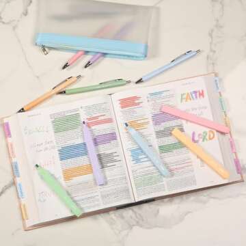 Colorful Highlighter and Pen Set for Aesthetic Writing