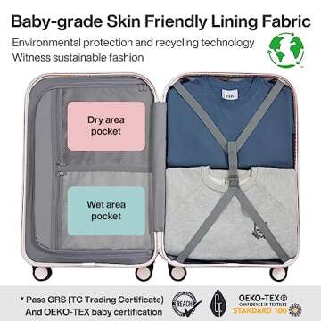 Suitcase Luggage with Spinner Wheels, Mixi Hardside Rolling Suitcase PC with Cover & TSA Lock Lightweight Travel Case