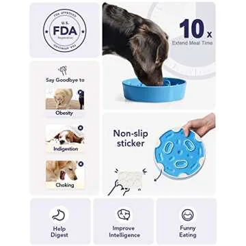 LE TAUCI Slow Feeder Dog Bowls Ceramic, 1.5 Cups Slow Eater Bowl for Dogs, Puppy Slow Feeder Bowl for Fast Eaters, Dog Dishes to Slow Down Eating, Maze Dog Bowl, Vortex Blue