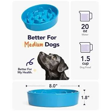 LE TAUCI Slow Feeder Dog Bowls Ceramic, 1.5 Cups Slow Eater Bowl for Dogs, Puppy Slow Feeder Bowl for Fast Eaters, Dog Dishes to Slow Down Eating, Maze Dog Bowl, Vortex Blue