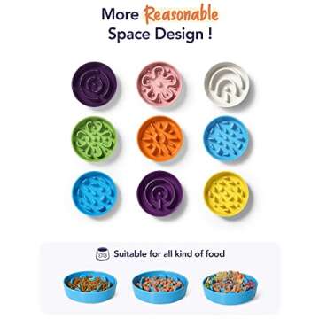 LE TAUCI Slow Feeder Dog Bowls Ceramic, 1.5 Cups Slow Eater Bowl for Dogs, Puppy Slow Feeder Bowl for Fast Eaters, Dog Dishes to Slow Down Eating, Maze Dog Bowl, Vortex Blue